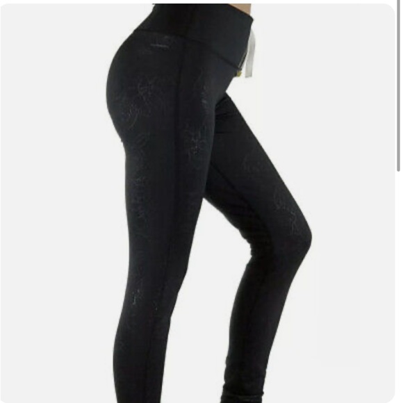 ADIDAS Climalite Floral Outline Black Leggings - Picture 2 of 9